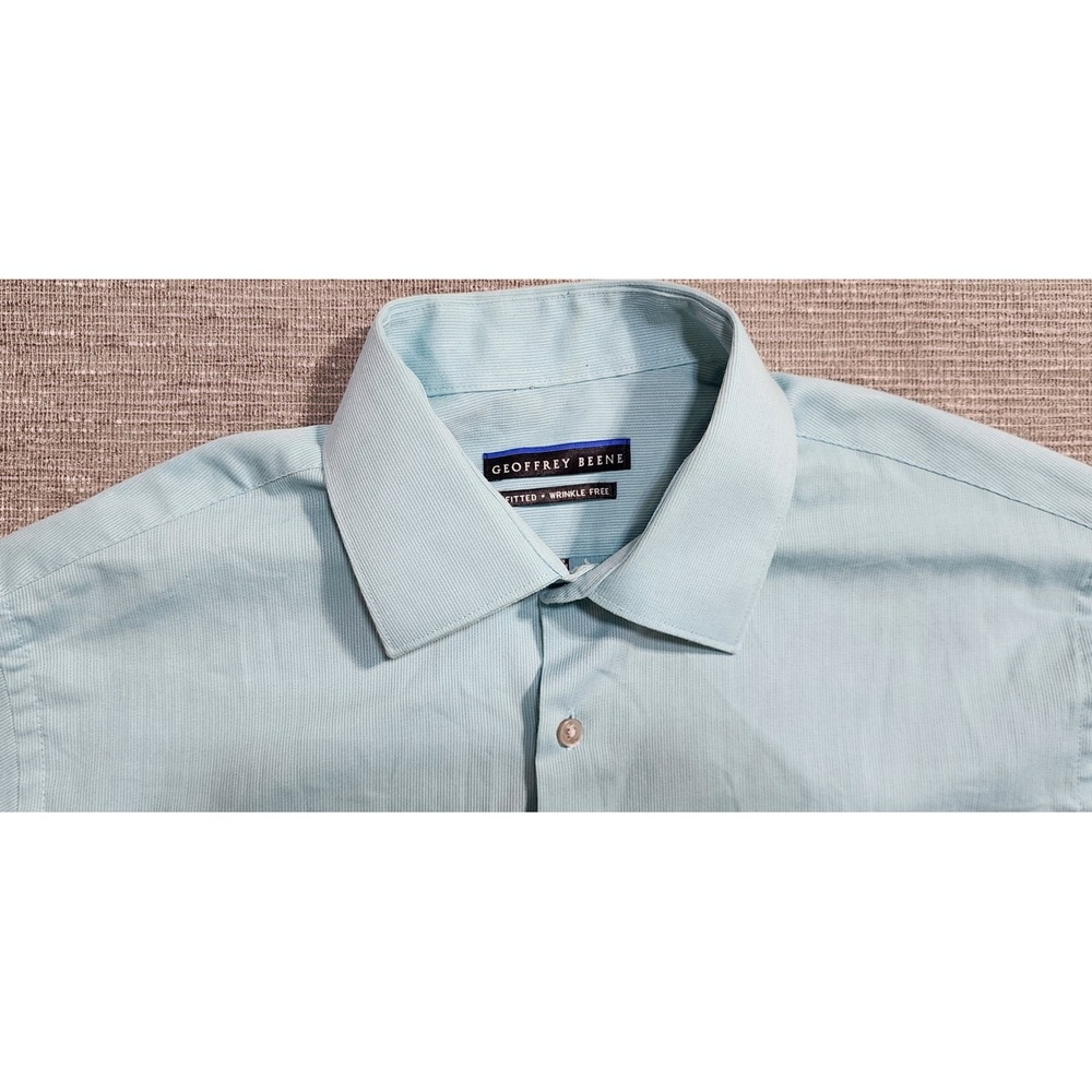 GEOFFREY BEENE Mens Light Blue Fitted‎ Wrinkle Free Dress Shirt 15.5 32/33